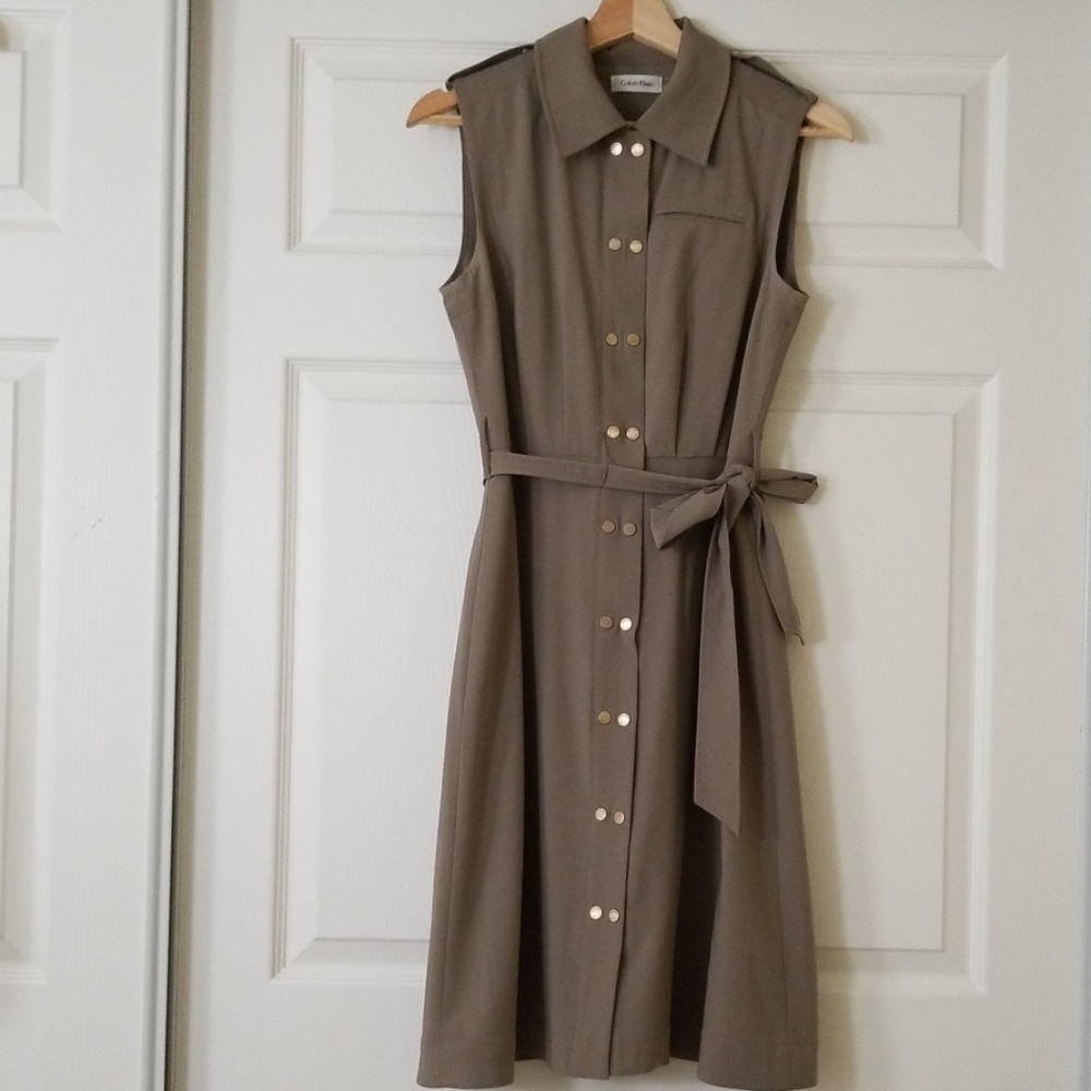 Gray Button Down Sleeveless Dress
